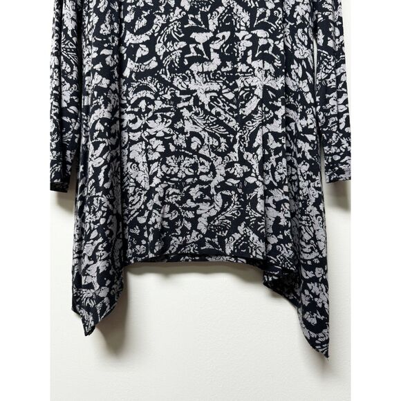 SOFT SURROUNDINGS Black/Gray Handkerchief Hem Scoop Neck Tunic, Sz M - Picture 3 of 7